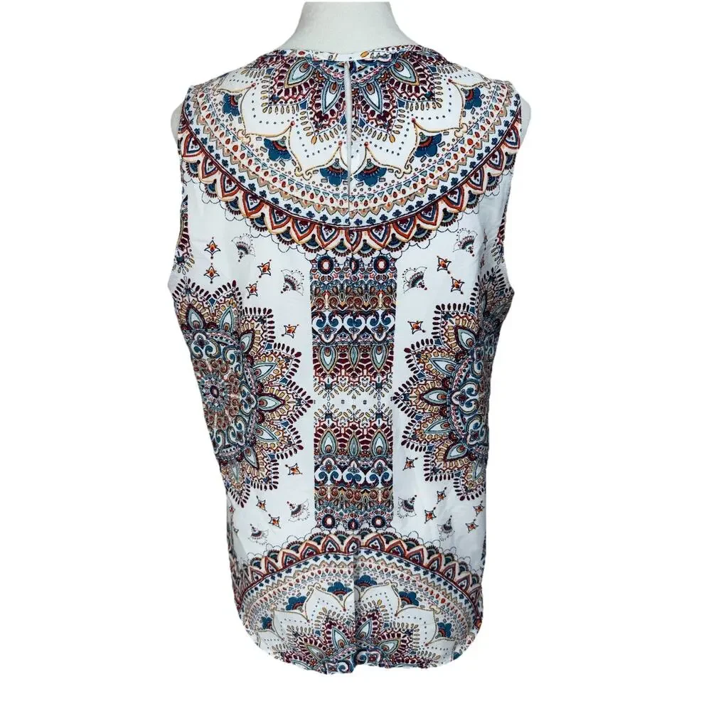 Women's Verse Top Blouse Sz L Sleeveless Lightweight Boho Aztec Print Pullover - Picture 4 of 12